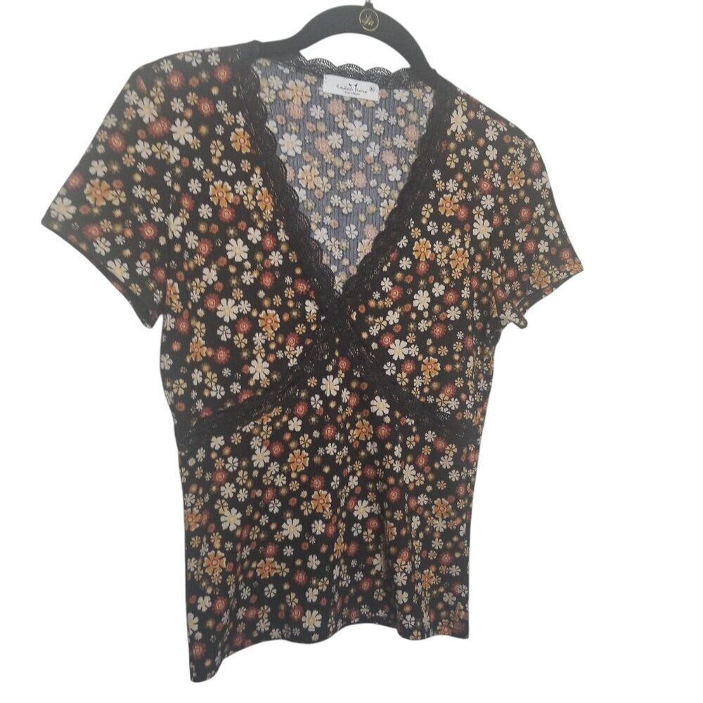 Women's 90s Y2K Badydoll Fairy Grunge Floral Top Sz M
